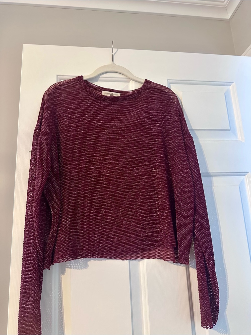 Gilded Intent Open-Knit Crewneck long sleeve in Burgundy